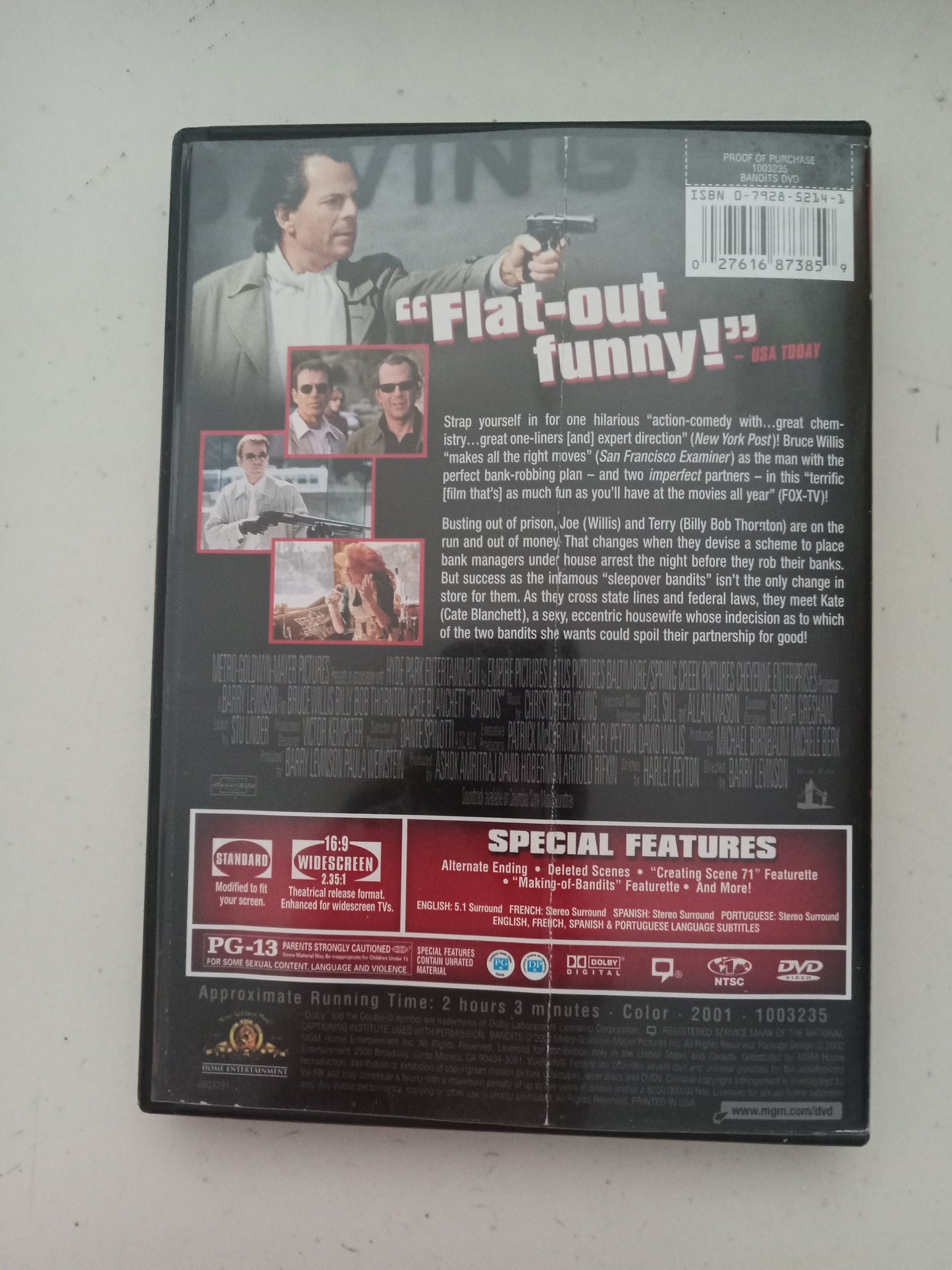 Bandits, DVD Movie, Bruce Willis Widescreen, Special Ed. Rated PG-13, USED