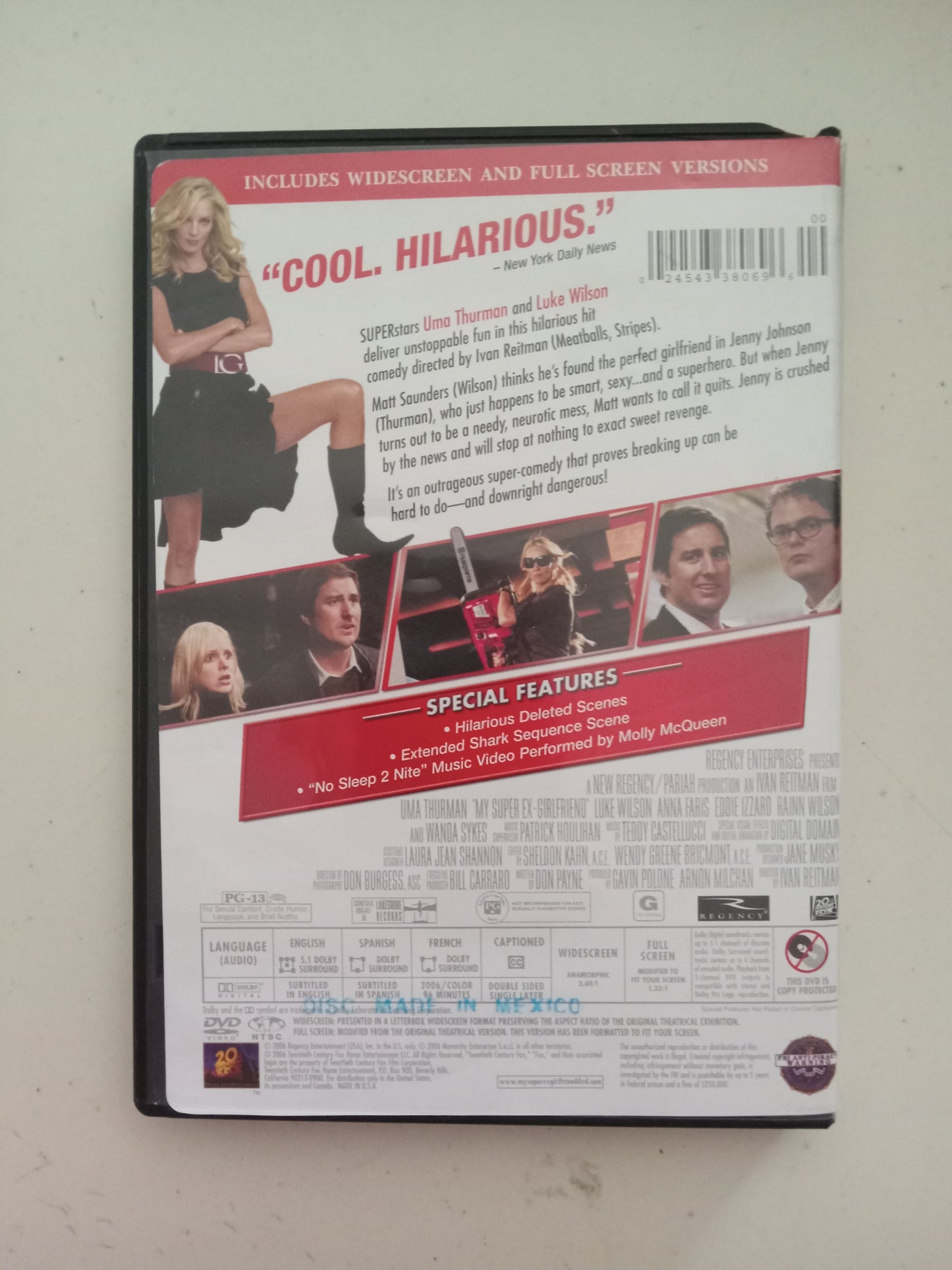 My Super Ex-Girlfriend, DVD Movie, Uma Thurman Widescreen, Rated PG-13, USED