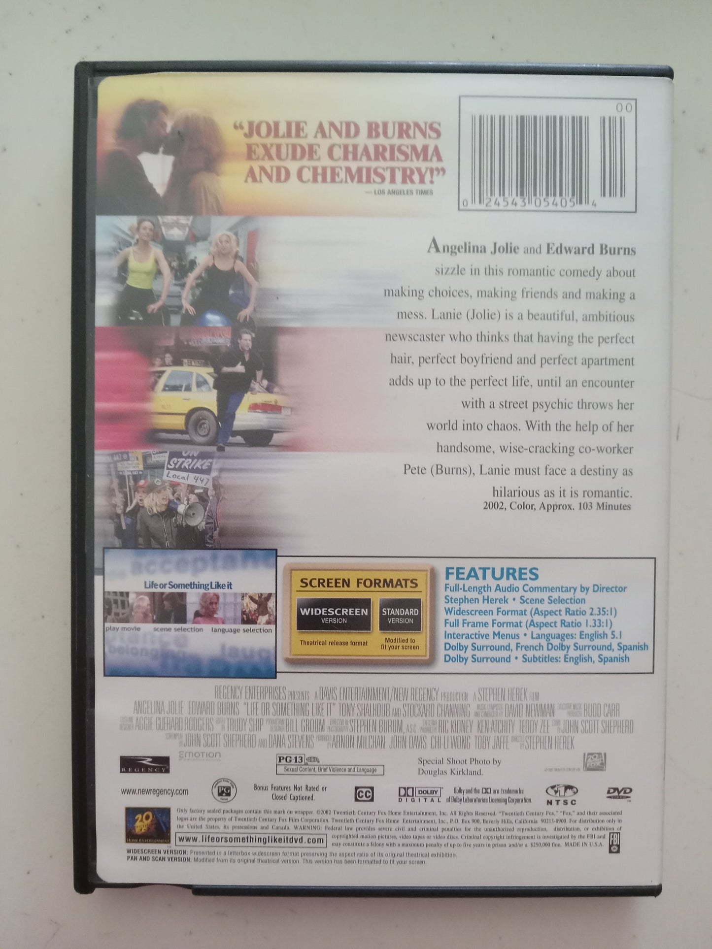 Life Or Something Like It, DVD Movie, Angelina Jolie Widescreen, Rated PG-13, USED