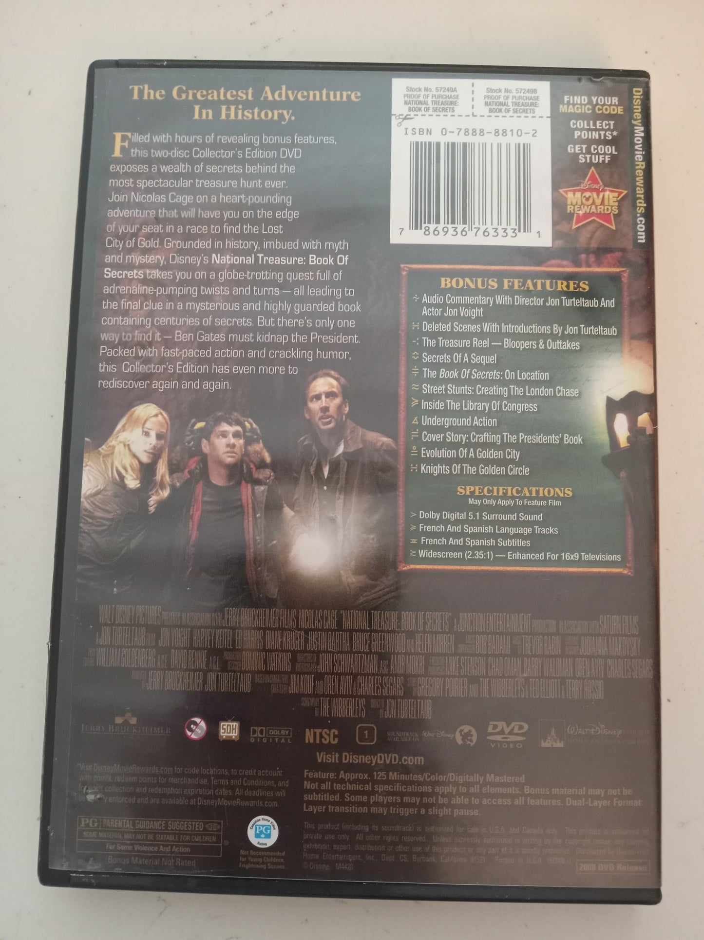 National Treasure 2 Book Of Secrets, DVD Movie, Nicholas Cage Widescreen, Rated PG, USED