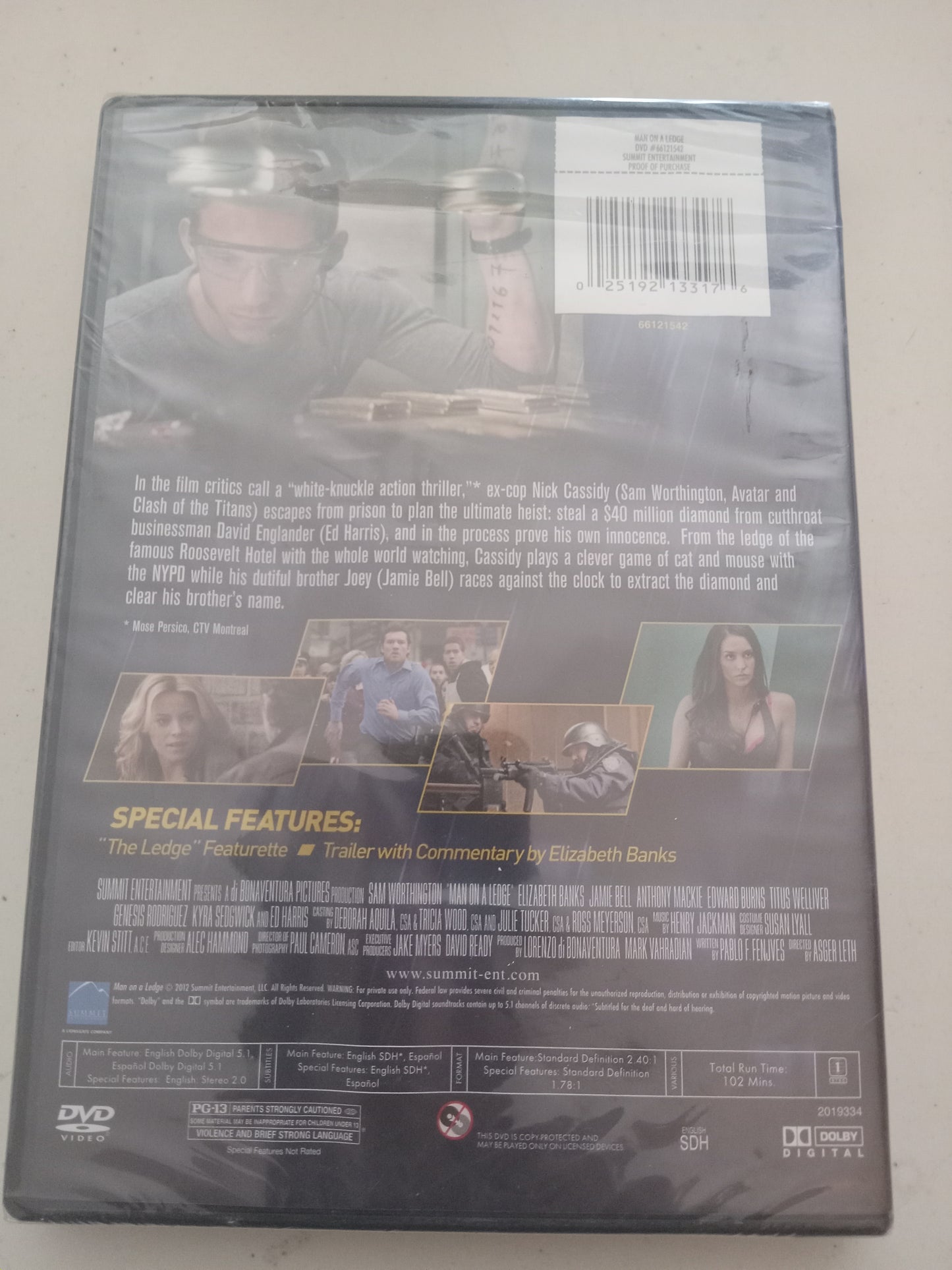 Man On A Ledge, DVD Movie, Sam Worthington Widescreen, Rated PG-13, NEW/USED