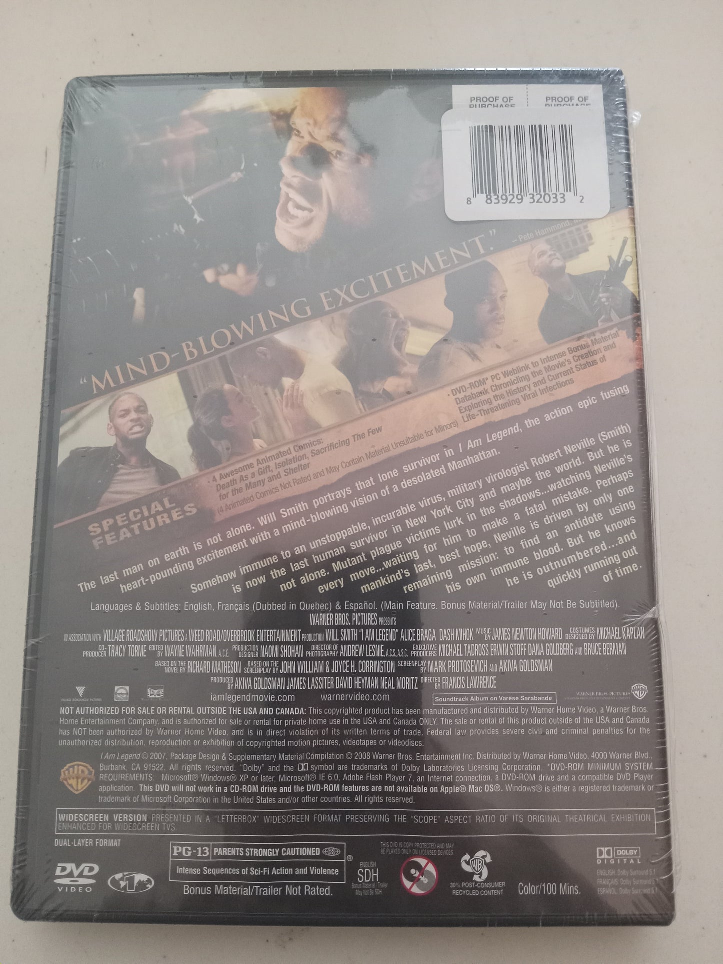 I Am Legend, DVD Movie, Will Smith Fullscreen/Widescreen, Rated PG-13, NEW/USED