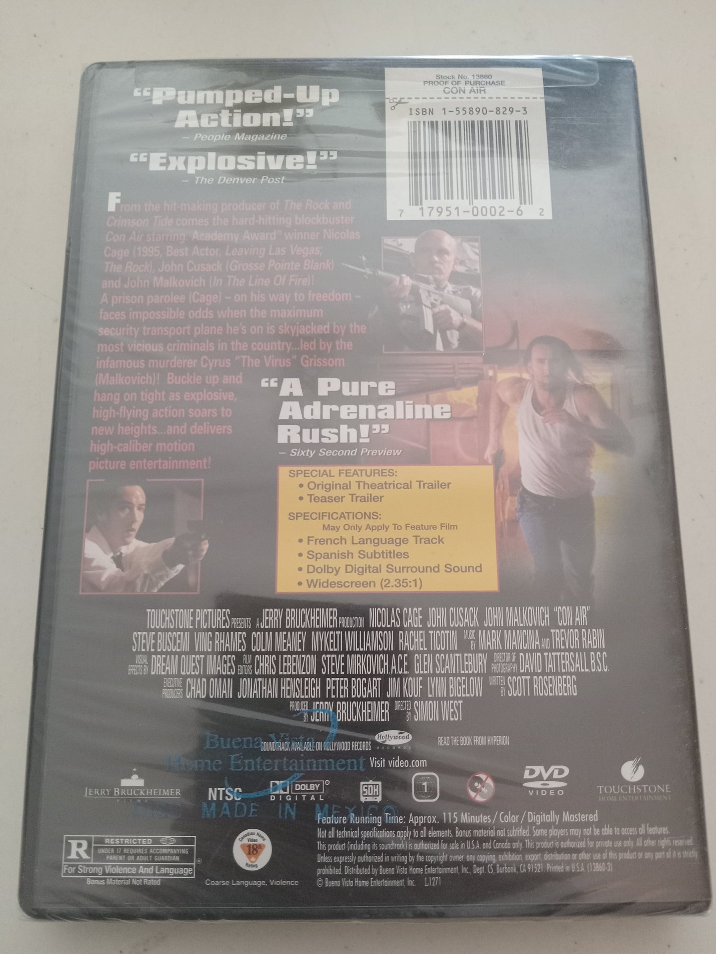 Con Air, DVD Movie, Nicholas Cage Widescreen, Rated R, NEW/USED