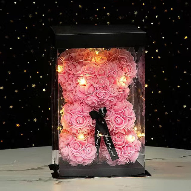 Valentines Day Wedding Decoration Red Rose Bear lights