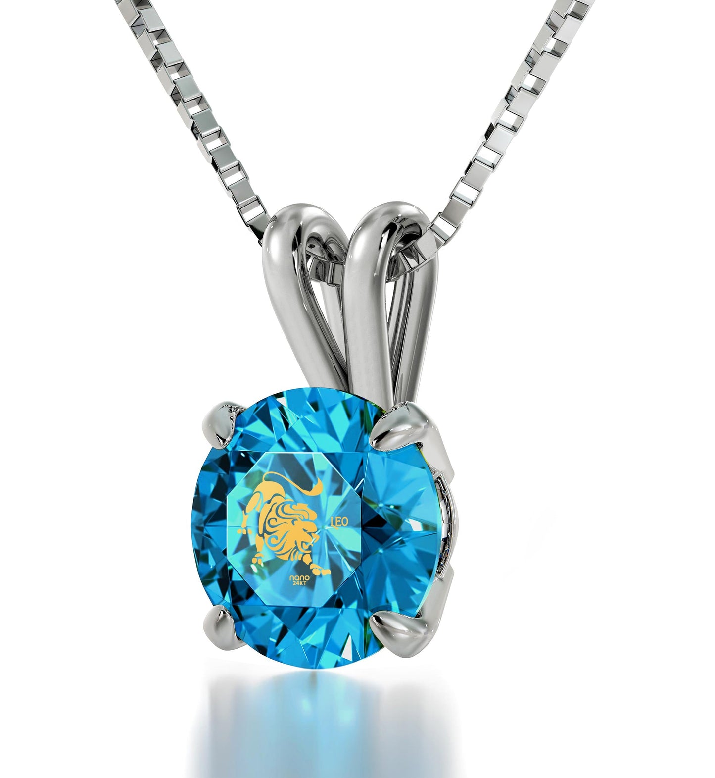 Leo Zodiac Sign Lion Necklace Sterling Silver 24 K Gold, Light Green,, Light Purple, Blue Turquoise, AMB, NEW!