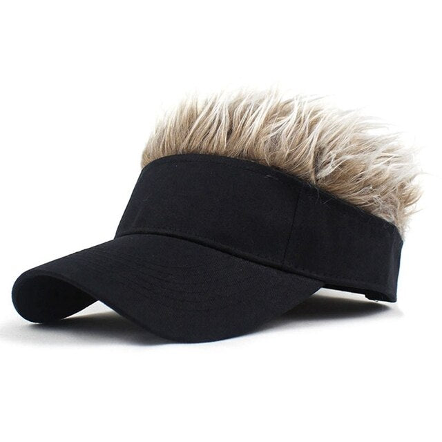Novelty Baseball Cap Fake Hair Visor Hat Costume Accessory Cosplay NEW