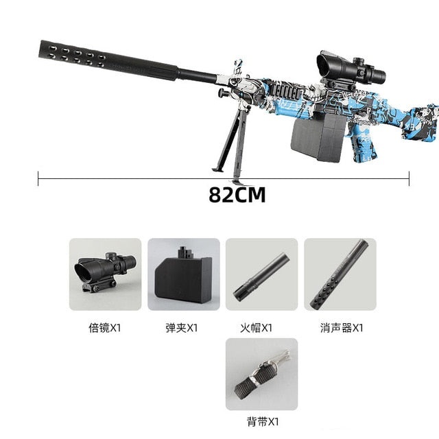 Electronic Water Blaster Toy Gun Submachine Blue White Red Orange