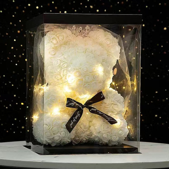 Valentines Day Wedding Decoration Red Rose Bear lights