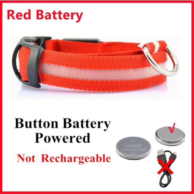 LED Glowing Adjustable Dog Collar Street Safety from Autos, Outdoors Never Lost NEW