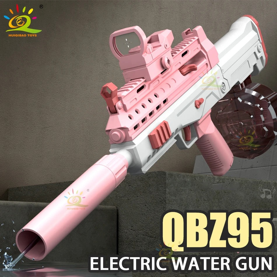 Realistic Water Machine Gun Rifle Mega Soaker Electric Toy 10 Meter Range High Pressure NEW