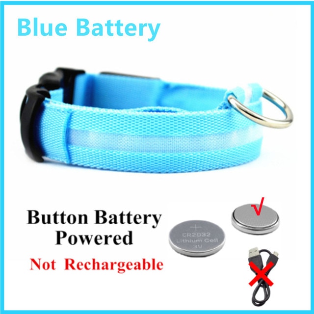 LED Glowing Adjustable Dog Collar Street Safety from Autos, Outdoors Never Lost NEW