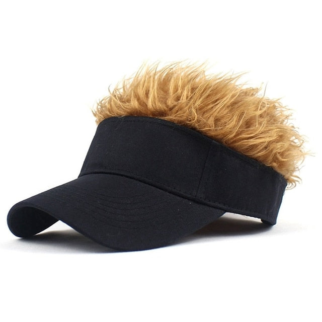 Novelty Baseball Cap Fake Hair Visor Hat Costume Accessory Cosplay NEW