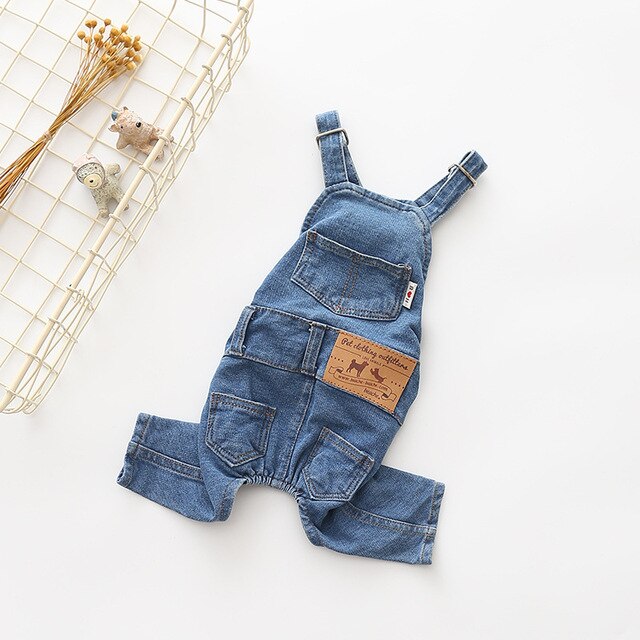 Blue Jeans Dog Overalls Clothes Costume NEW