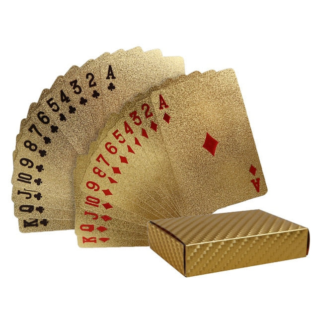 Deck Of Poker Cards, Water Resistant, Red or Blue on Black, Square, Ray, and Rose Gold Leaf NEW