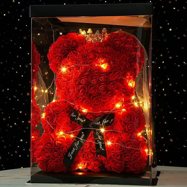 Valentines Day Wedding Decoration Red Rose Bear lights