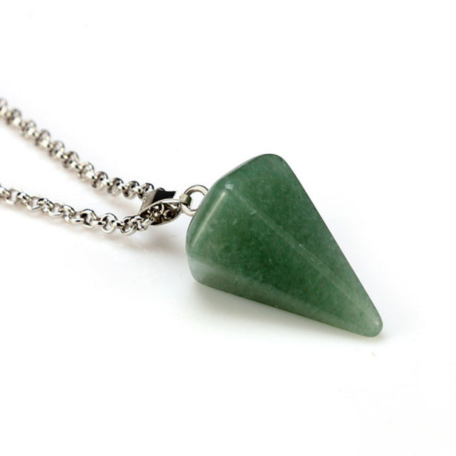 Natural Stone Pendant Necklace Stone Triangle Drop Clear White Black Green Coffee Blue Pink Multi Color, AMB, NEW!