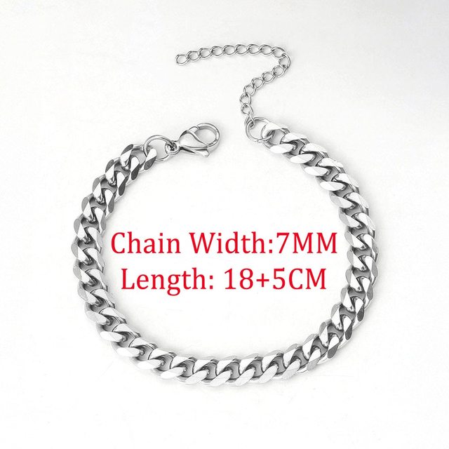 Men Bracelet Cuban Link Stainless Steel NEW
