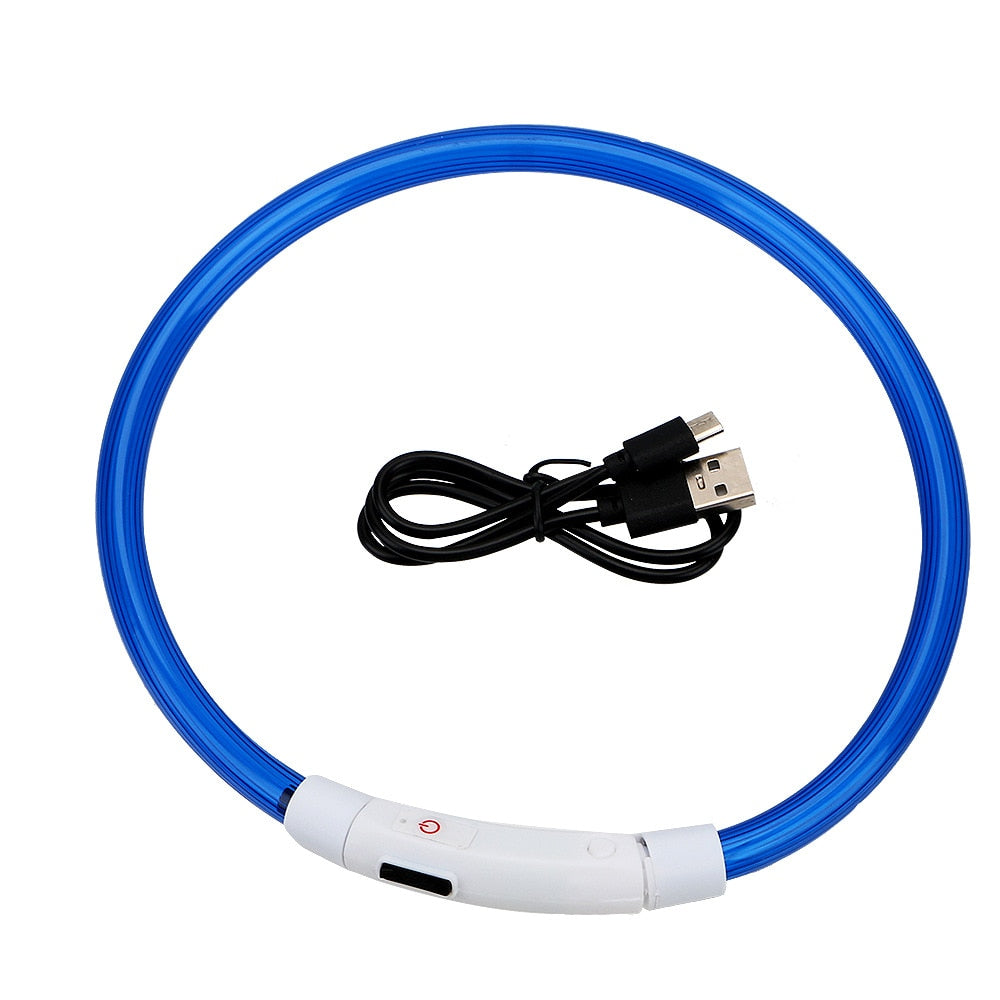 LED Glowing Waterproof Dog Collars, Street Safety from Autos, Outdoors Never Lost NEW