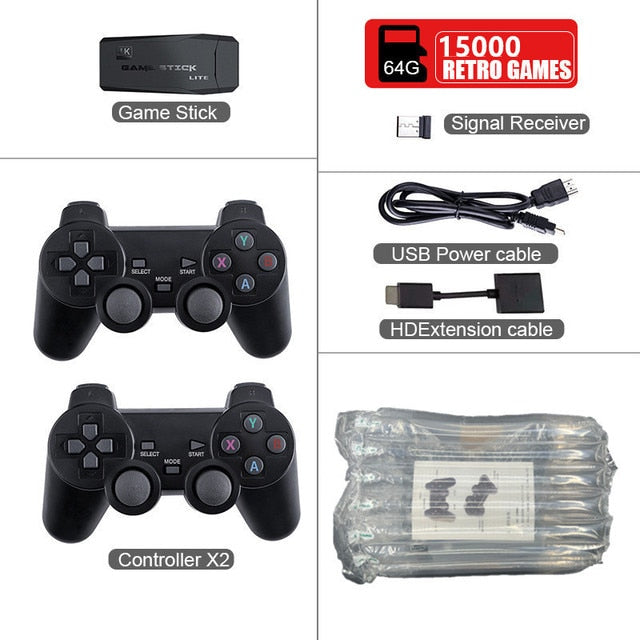 Retro Video Game Console w/Double Wireless Controllers 4K/HD 1080P, 32GB or 64GB NEW