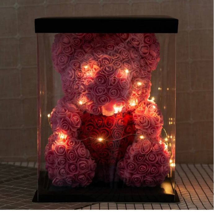 Valentines Day Rose Bear Light up Decoration Pink White Red Purple Blue Black