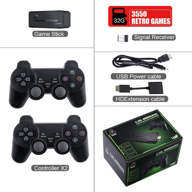 Retro Video Game Console w/Double Wireless Controllers 4K/HD 1080P, 32GB or 64GB NEW