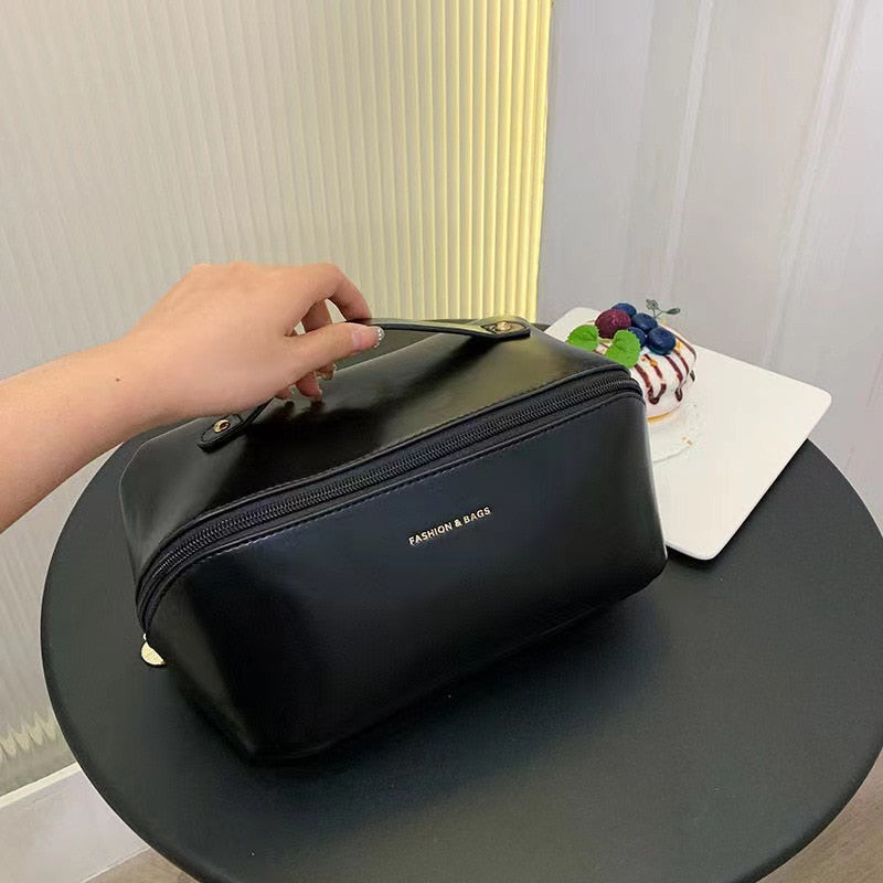 All-in-1 Travel Makeup Bag Case Multi-compartment PU Leather NEW