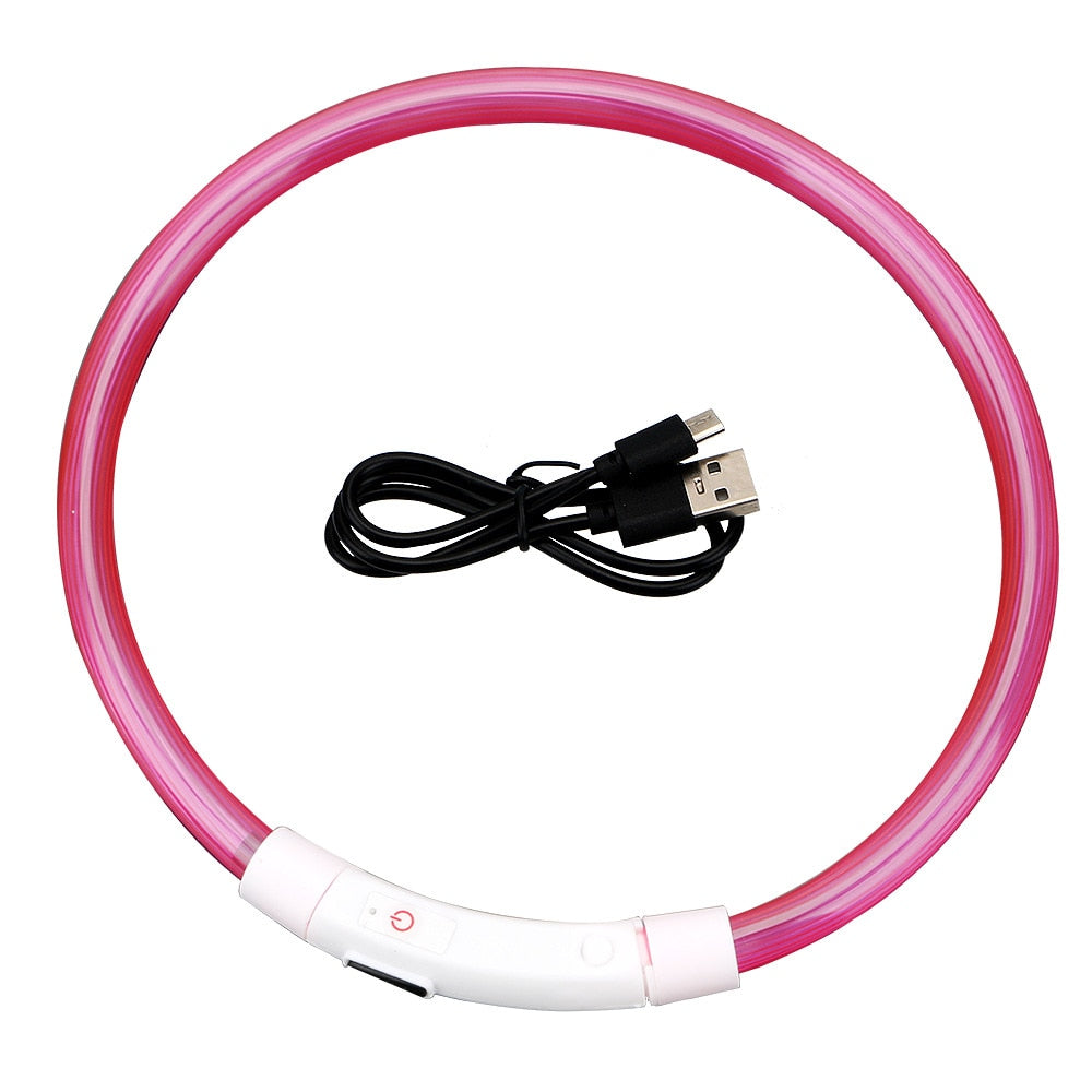 LED Glowing Waterproof Dog Collars, Street Safety from Autos, Outdoors Never Lost NEW