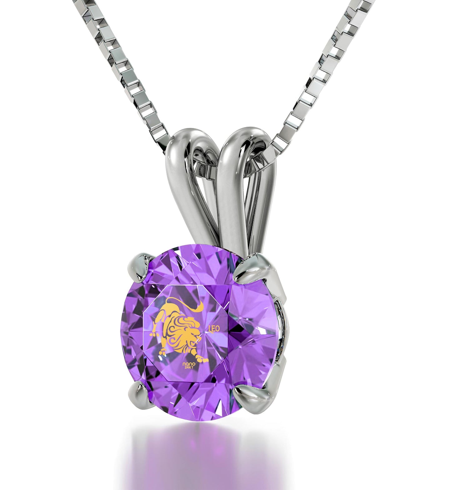 Leo Zodiac Sign Lion Necklace Sterling Silver 24 K Gold, Light Green,, Light Purple, Blue Turquoise, AMB, NEW!