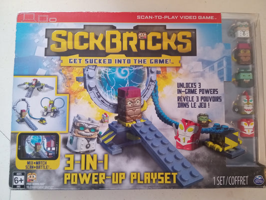 SickBricks Sick Bricks Lego Type Game/Video Game 3 in 1 Power Up Playset, NEW