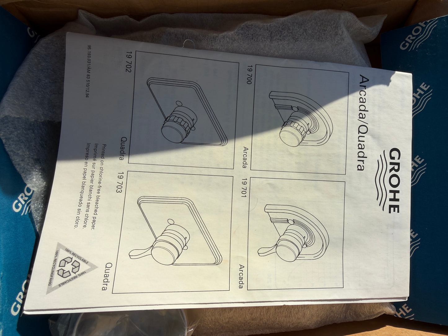 Grohe shower trim Arcada  parts new in box finish color white  …