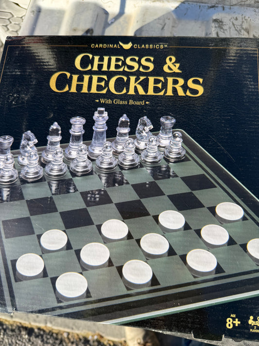 Cardinal Classics glass chess and Checkers set glass game board …