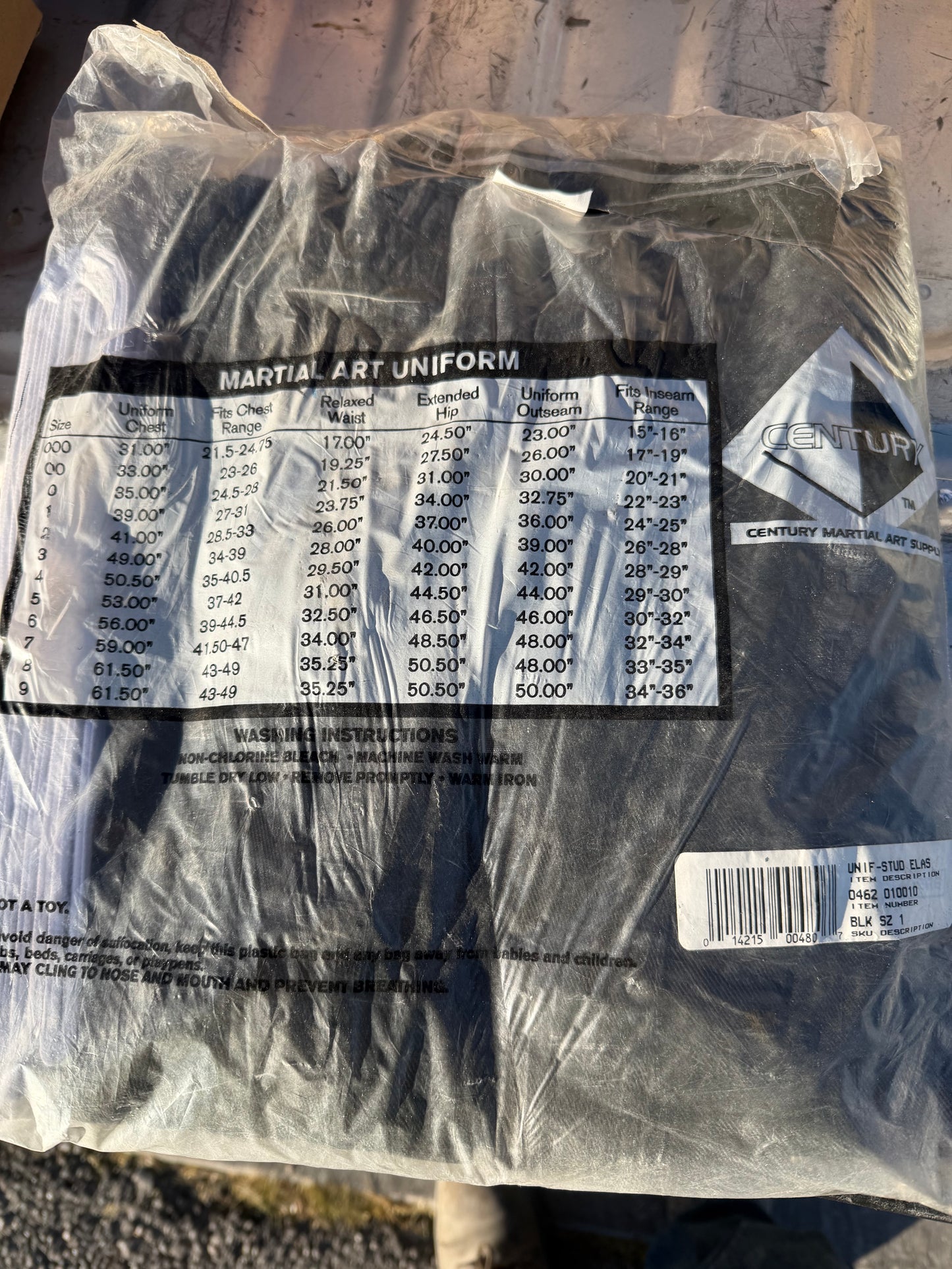 Century Marshal Arts Uniform new Black color size 1 …