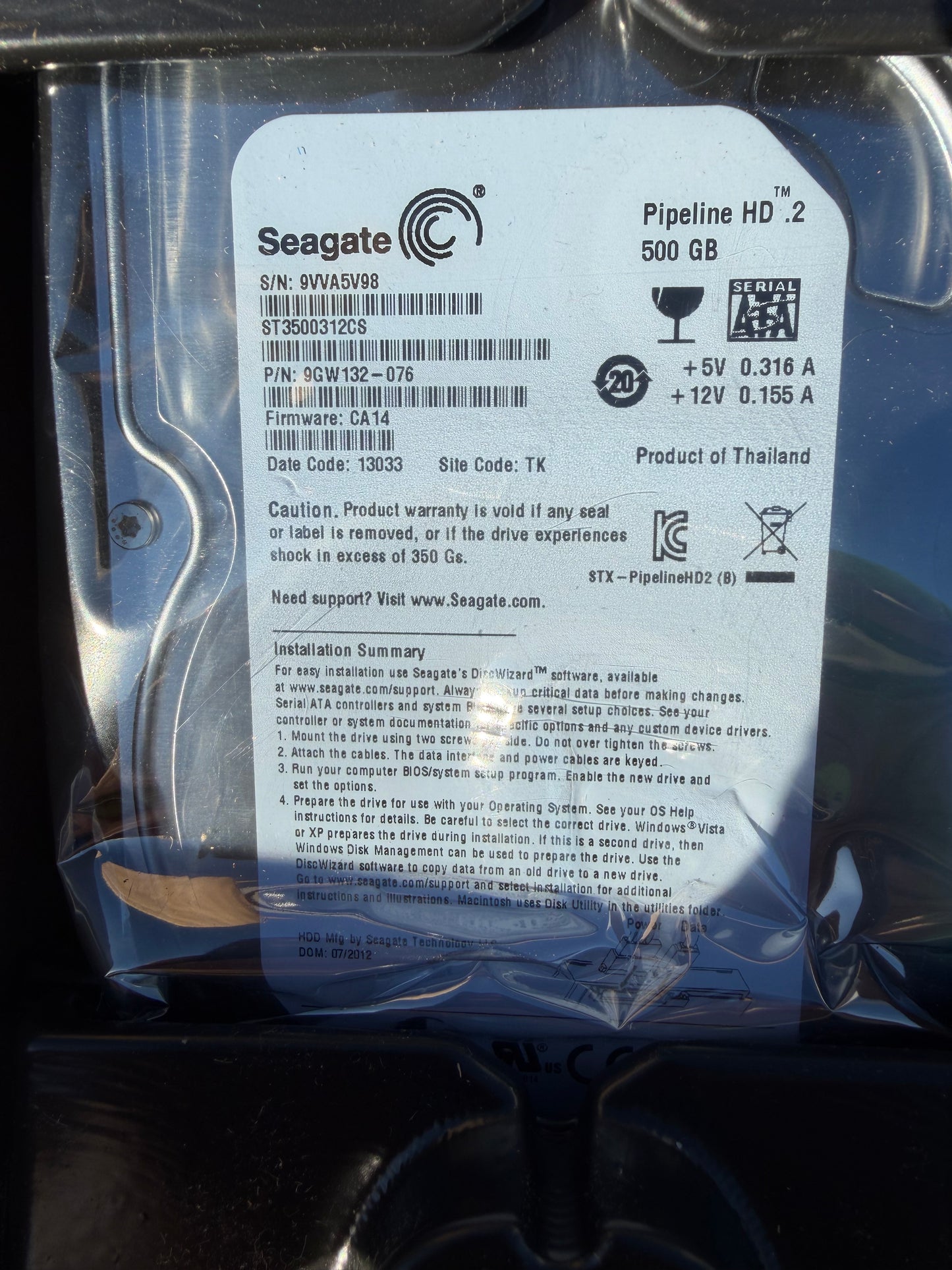 Seagate pipeline Hard drive computer desktop 500 GB new in box …