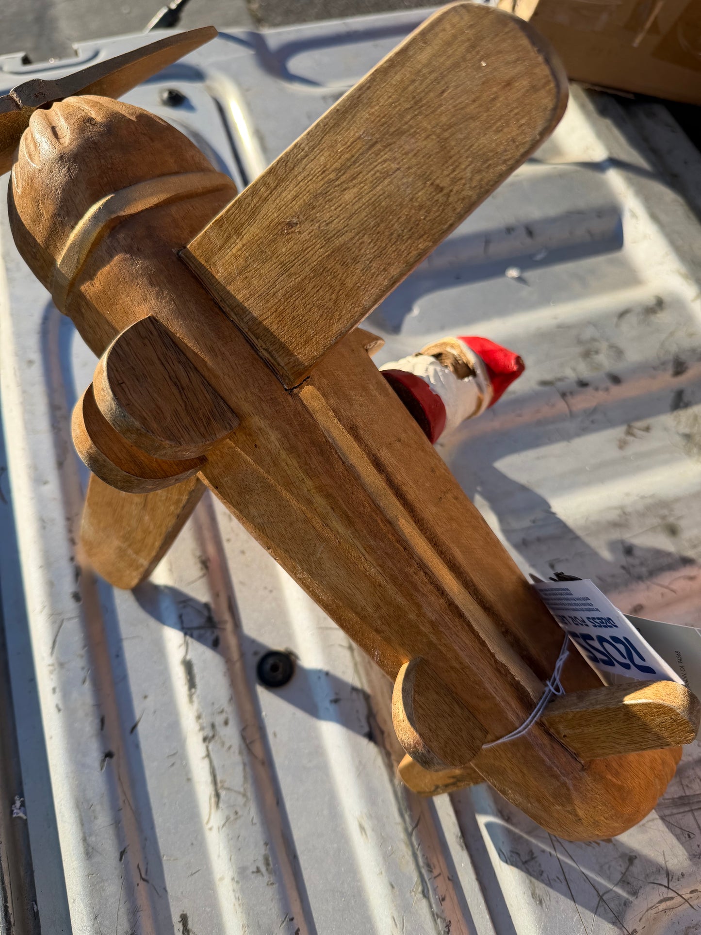 Santa Clause flying an Airplane waving made of solid wood 12 inch long new…