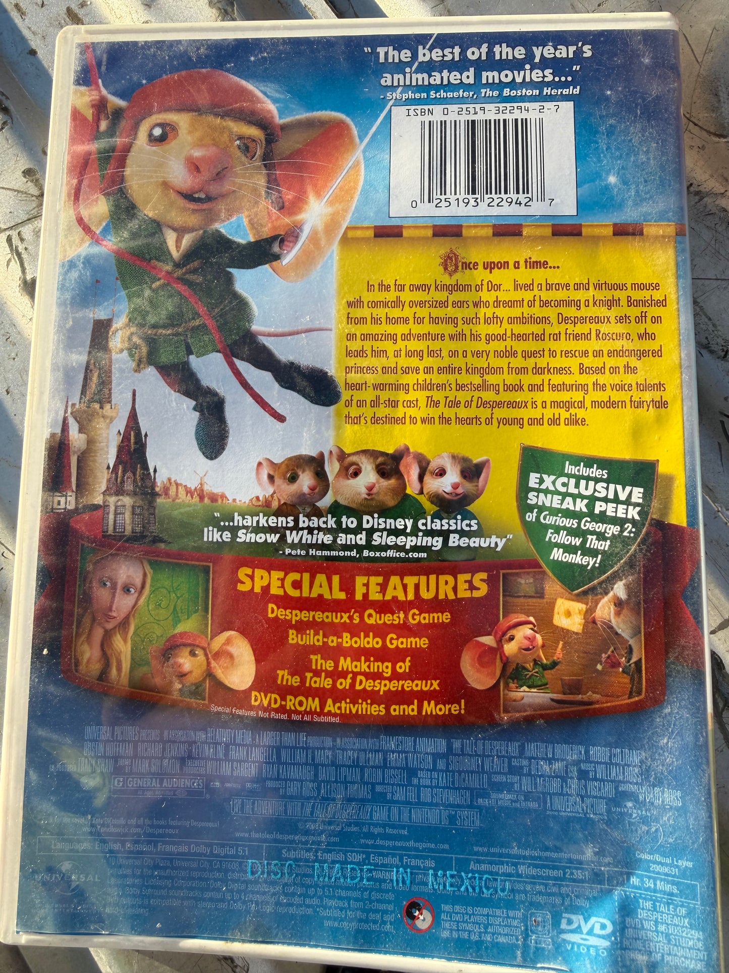 DVD The Tale of Despereaux used animation cartoon…