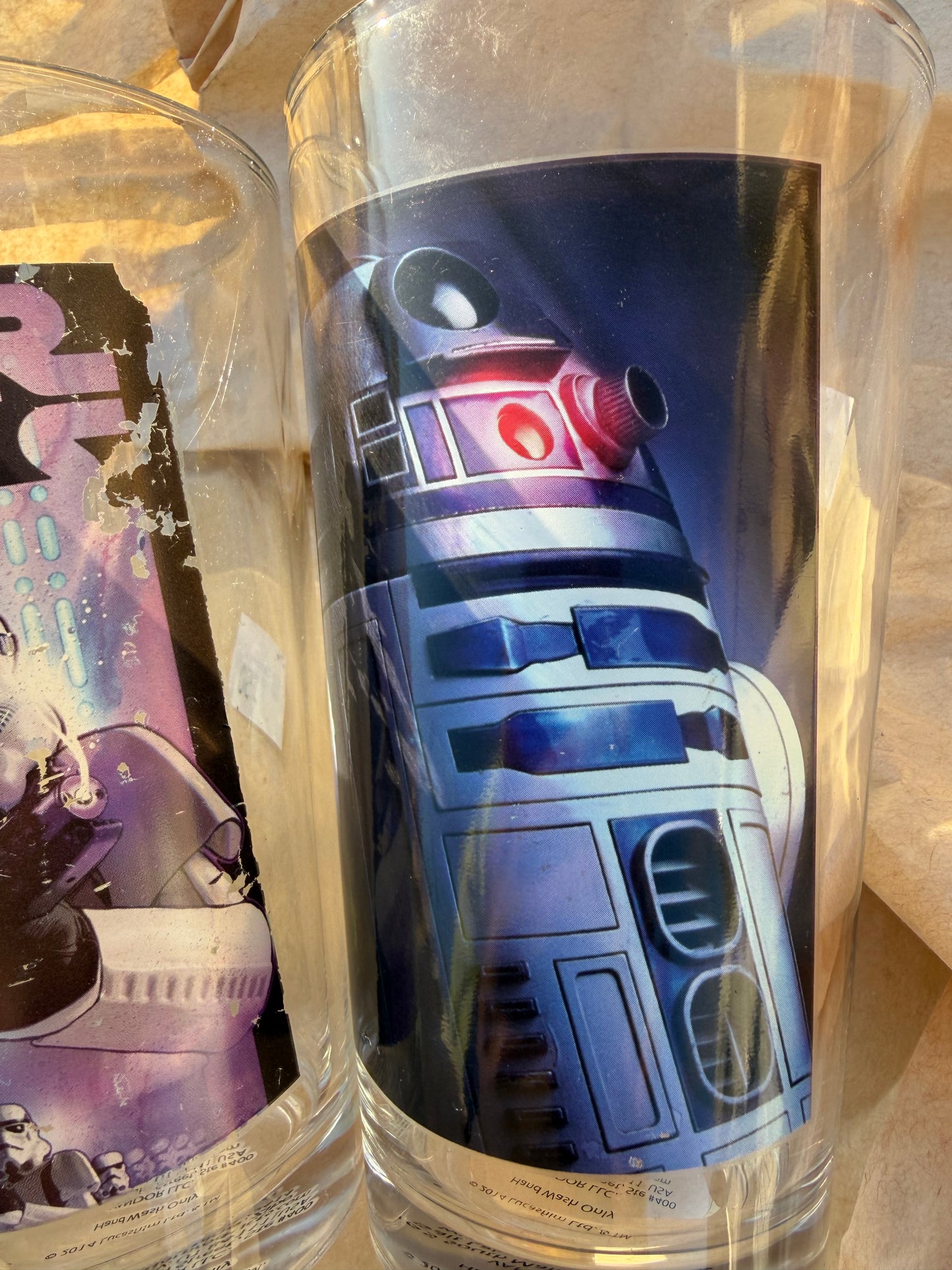 Star Wars dinner glasses C3-PO Luke Skywalker and Stormtrooper used …