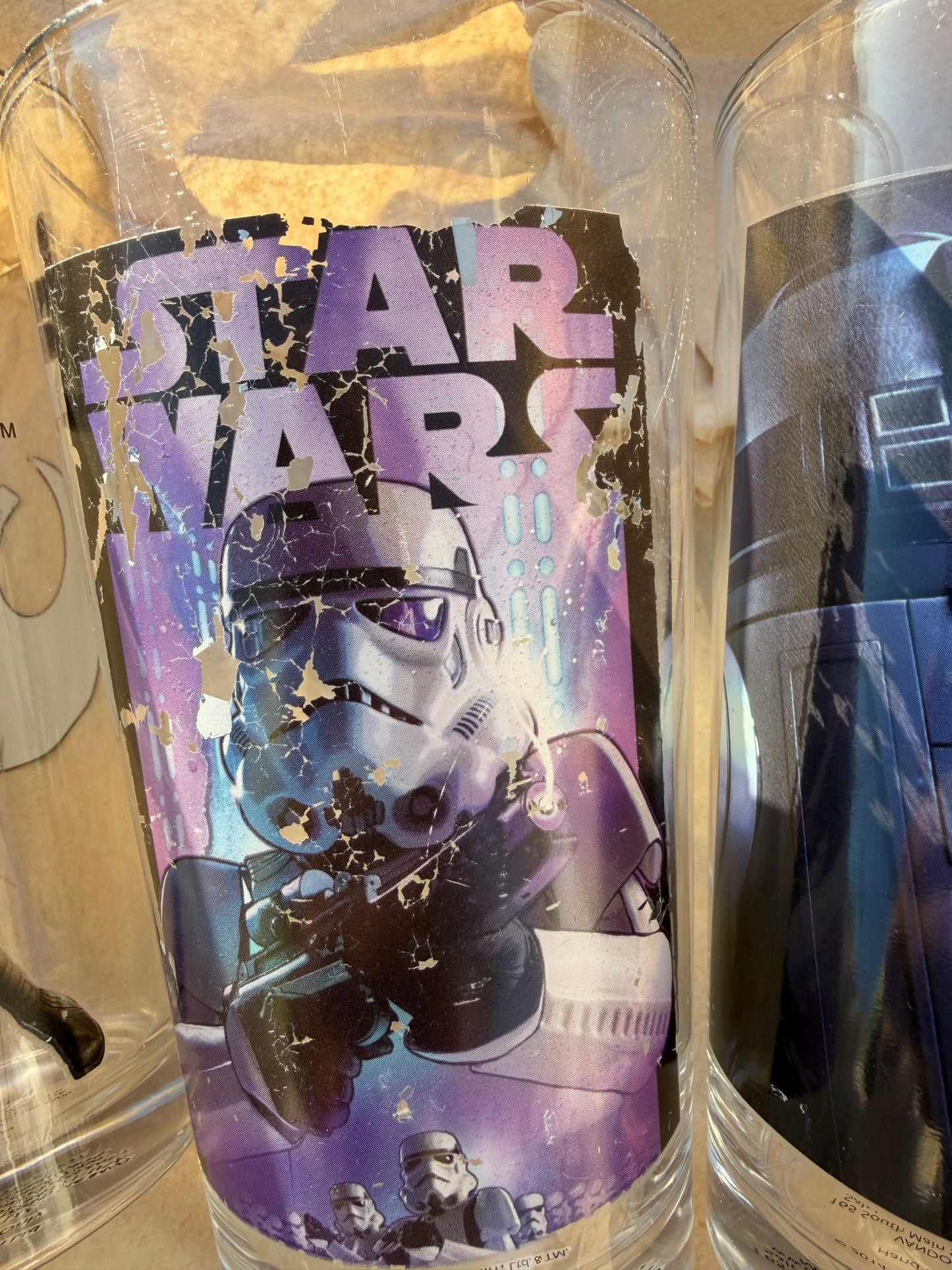 Star Wars dinner glasses C3-PO Luke Skywalker and Stormtrooper used …