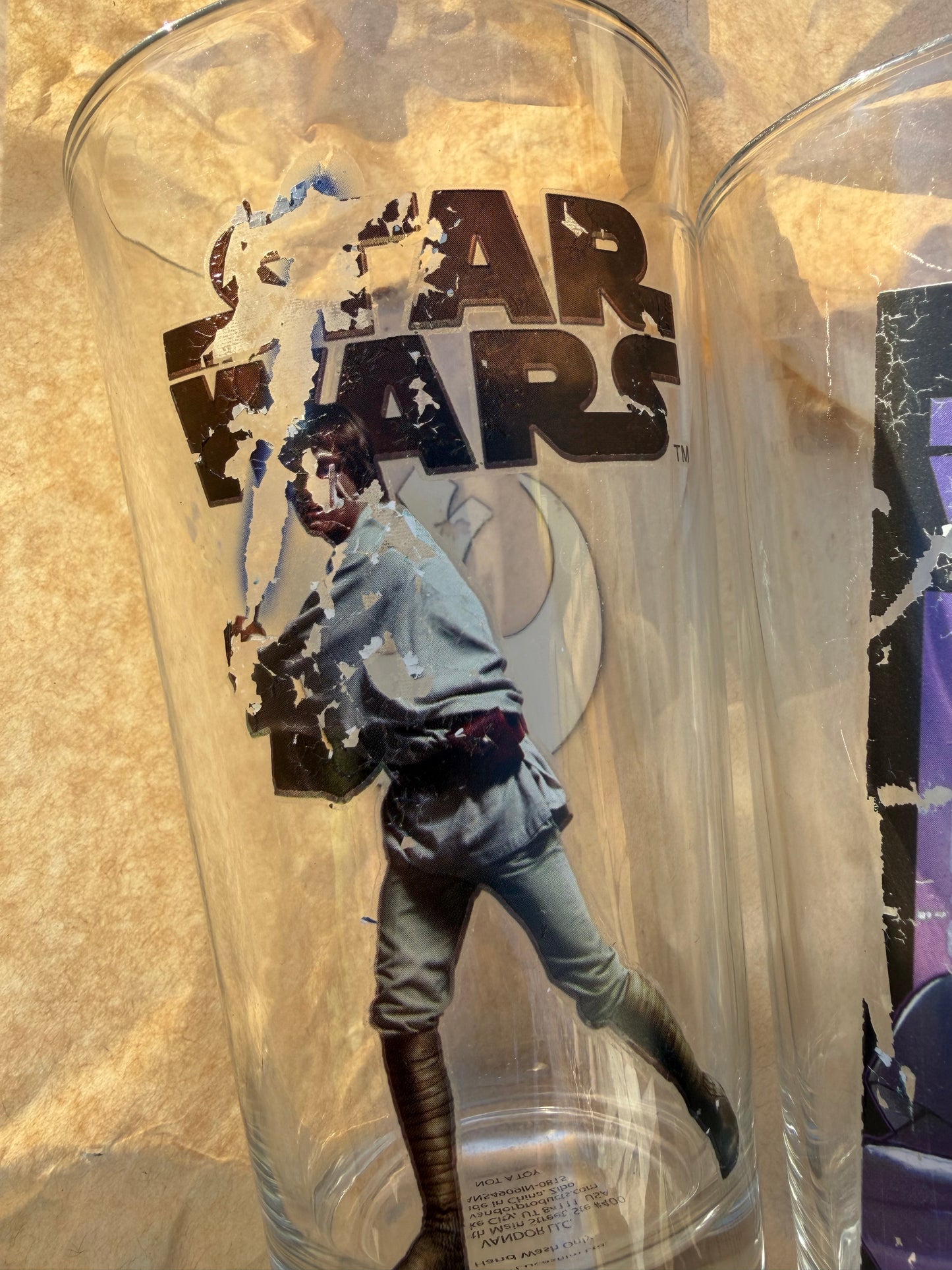 Star Wars dinner glasses C3-PO Luke Skywalker and Stormtrooper used …