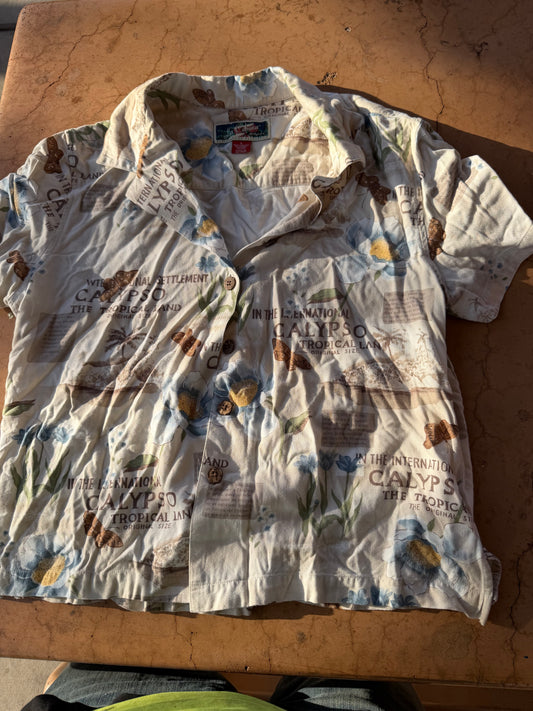 La Cabana clothing line button down Hawaii shirt beach bum vacation shirt size L…
