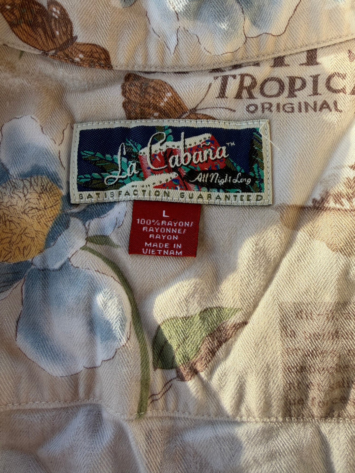 La Cabana clothing line button down Hawaii shirt beach bum vacation shirt size L…