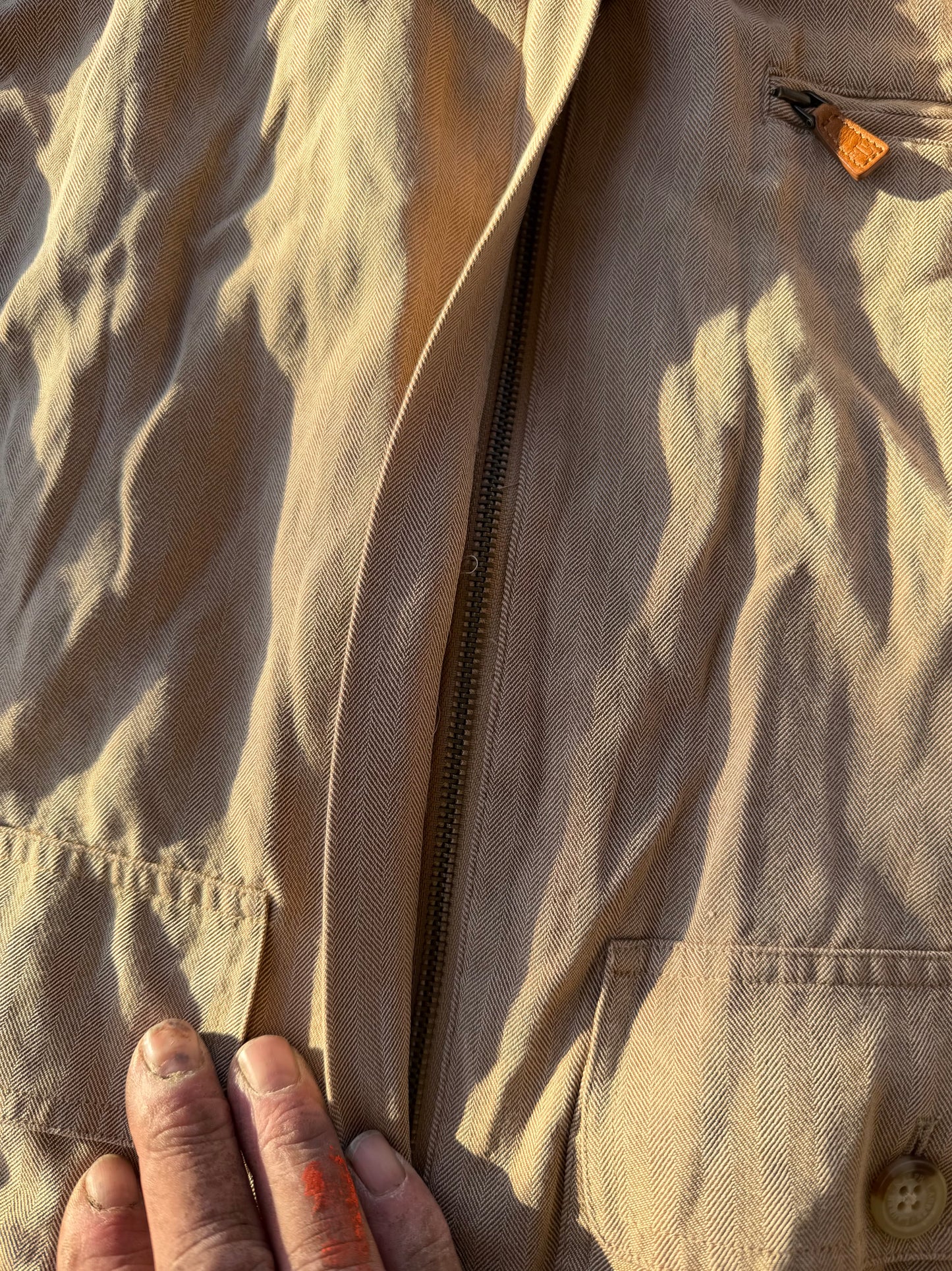Raulph Lauren zip up outback hiking shirt tan long sleeve camping outdoors sports shirt size Large…