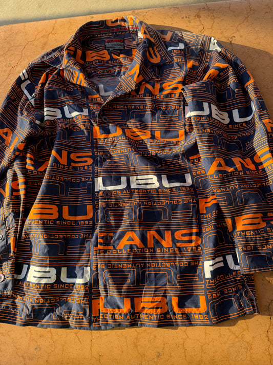 FUBU registered trademark clothing line button down shirt dress up size Medium…