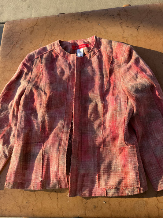 AK Anne Klein business jacket coat open front size 10 long sleeve pink red…
