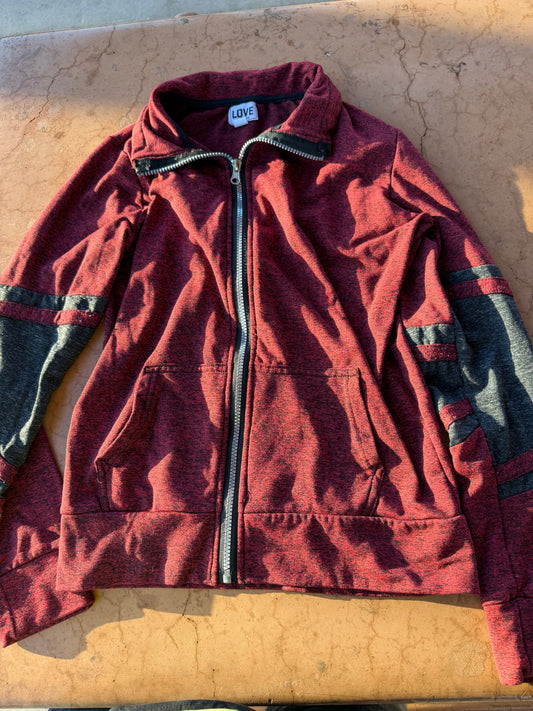 Love clothing co. Zip up sweater long sleeve red size M…