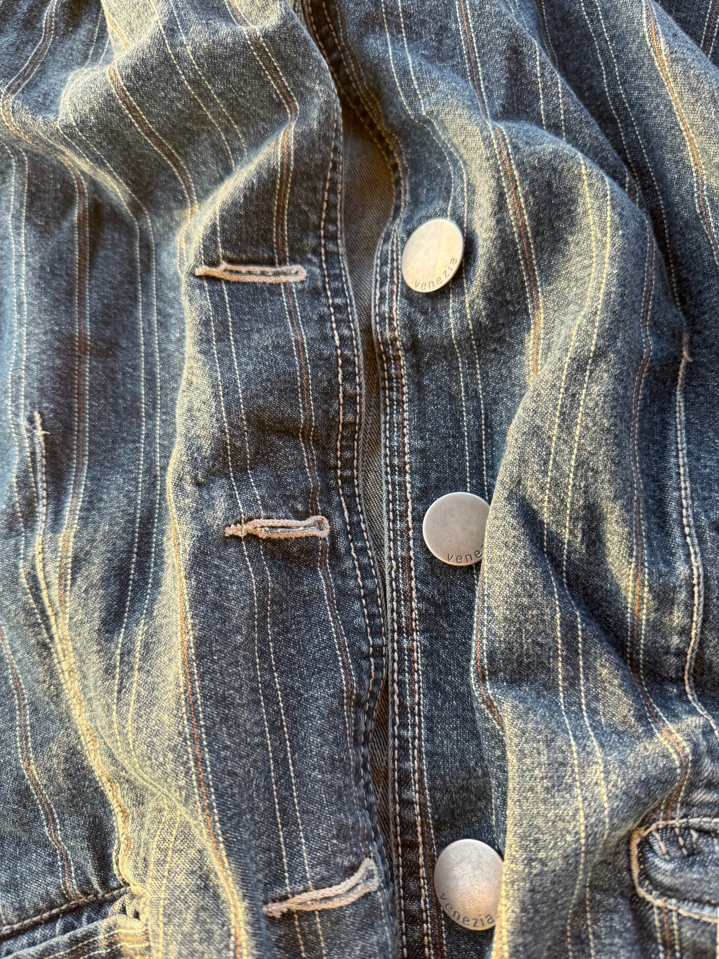 Venezia clothing company ladies denim business jacket striped long sleeve button up size 18-20…