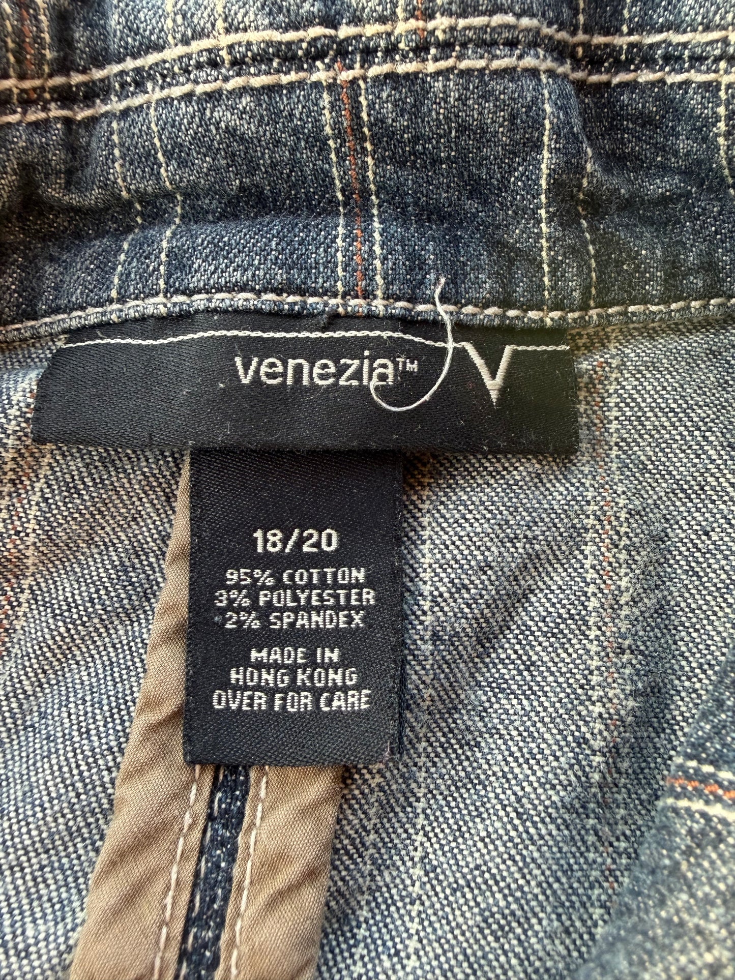 Venezia clothing company ladies denim business jacket striped long sleeve button up size 18-20…