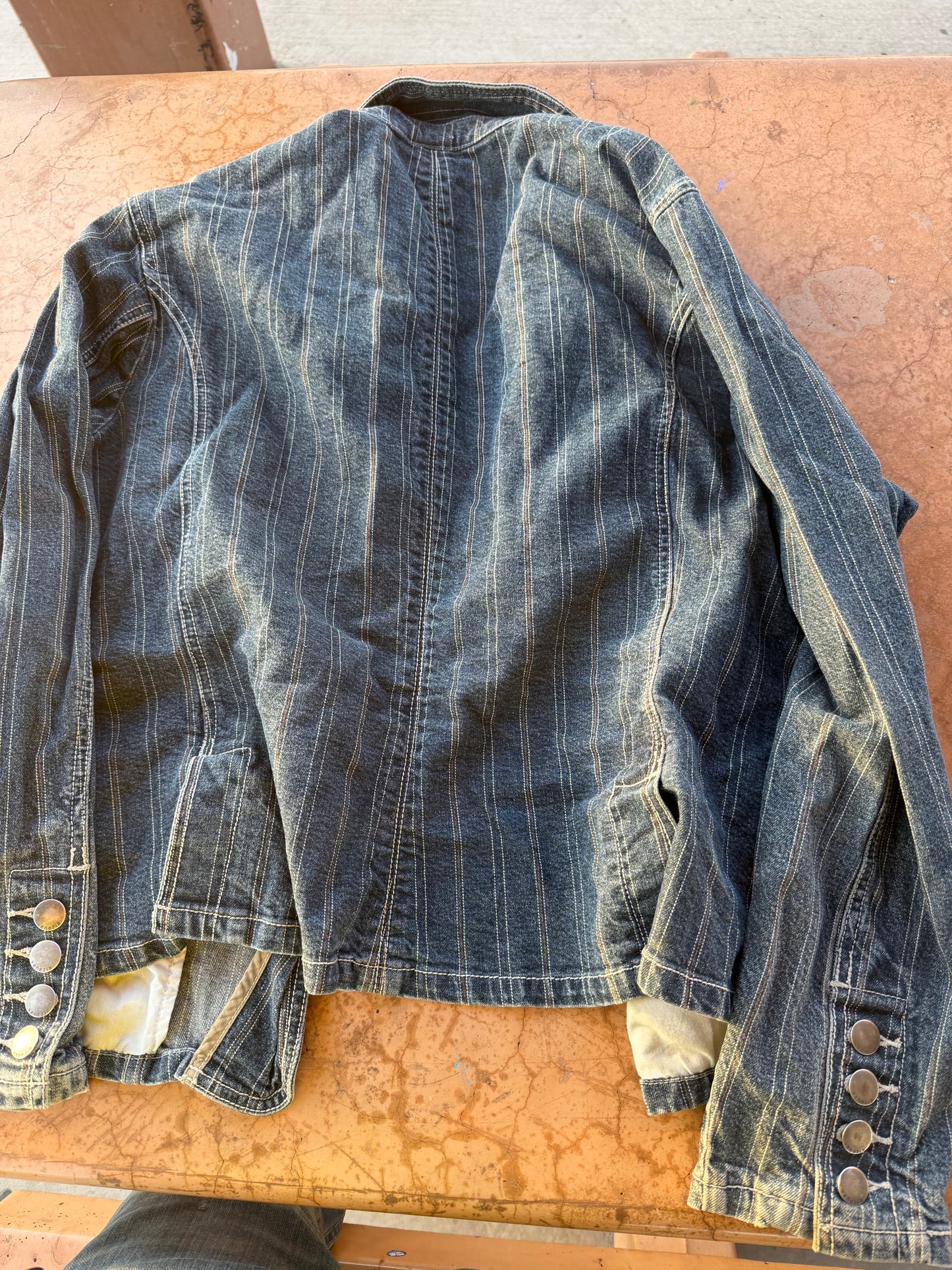 Venezia clothing company ladies denim business jacket striped long sleeve button up size 18-20…