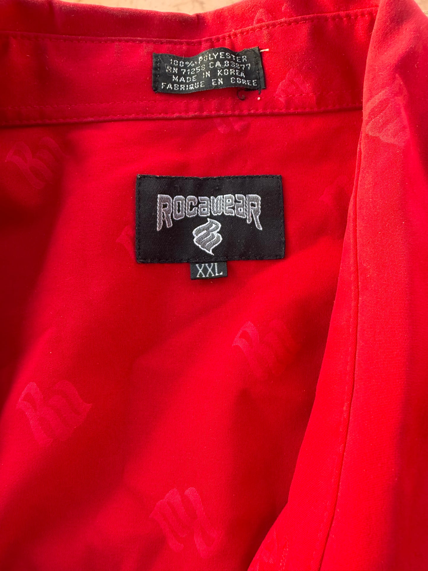 Rockawear co.  Dress up button down red shirt polyester sizeXXL tall…