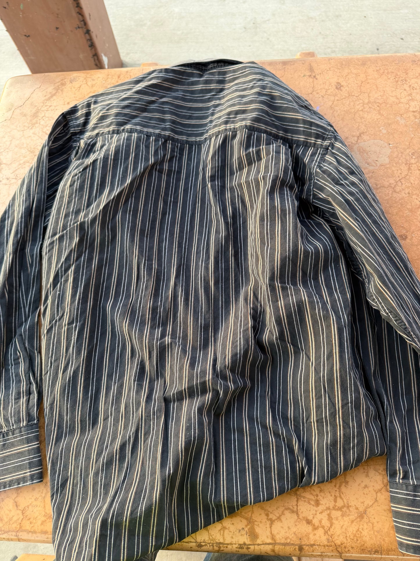Culture clothing line button down shirt size Large black white striped…