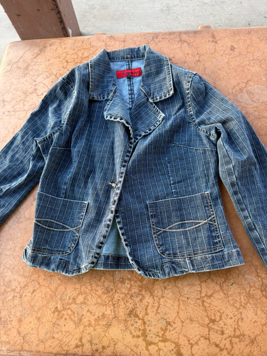 Miran clothing line denim jacket button up long sleeve size Medium …